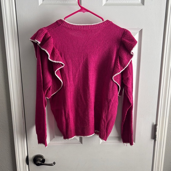 Chic Magenta Ruffle Sweater - Picture 5 of 5
